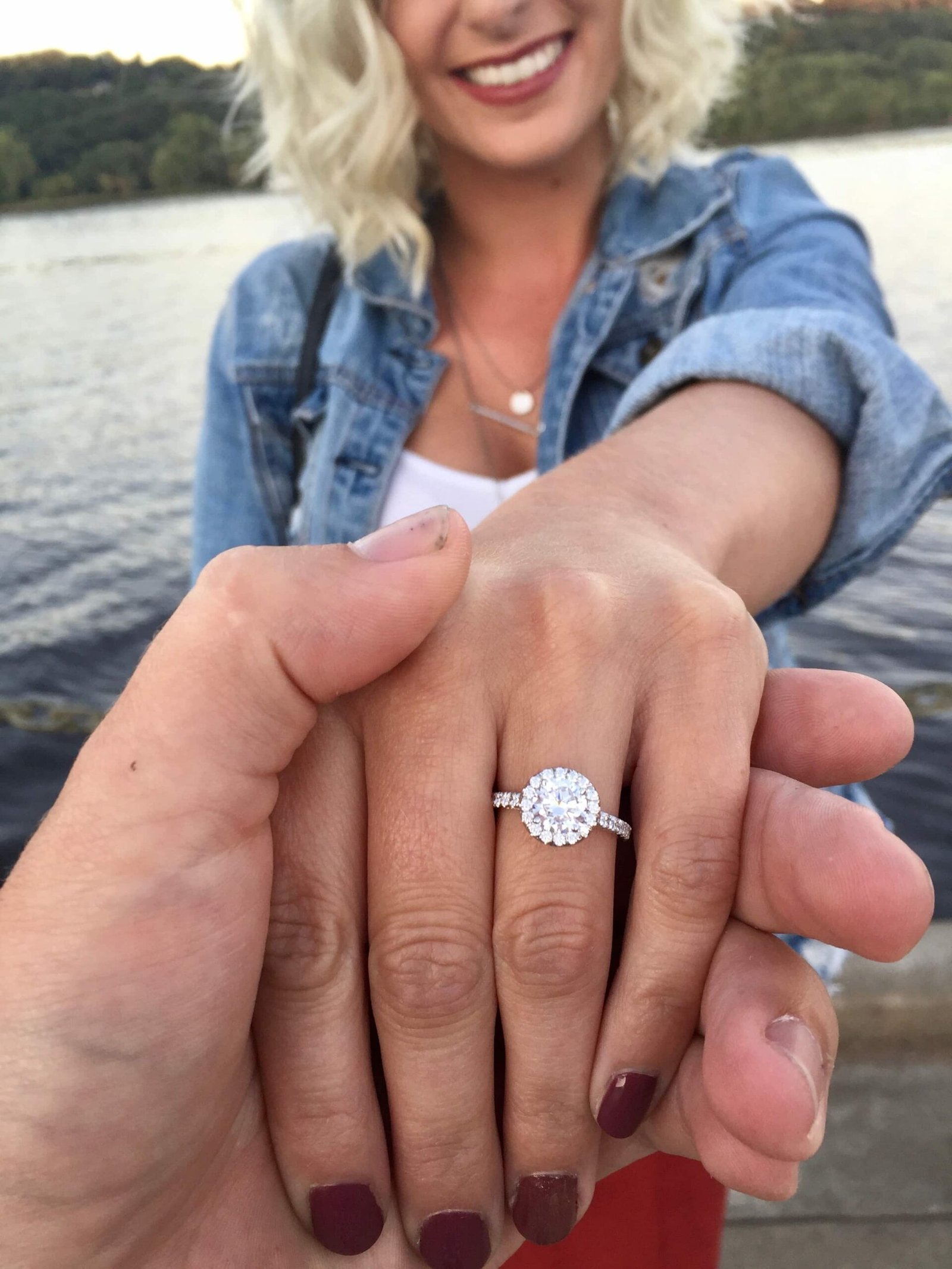 engaged at the lake